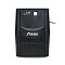 Фото-2 ИБП Powerman Back Pro 850 VA Tower, вид спереди; показаны три индикатора, кнопка питания, логотип Powerman и нижняя фронтальная решётка, сбоку виден выходящий кабель; чёрный корпус, студийное фото, важно для страницы как прямой ракурс лицевой панели.