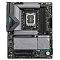 Фото-2 Материнская плата GIGABYTE Z890 EAGLE WIFI7 &mdash; вид сверху; видны сокет LGA1851, 4 слота DDR5, радиаторы VRM и серые кожухи над зонами M.2, а также слоты расширения PCIe; чёрно‑серый дизайн на белом фоне, чтобы на странице товара оценить компоновку и размещение разъёмов.