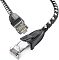 Фото-3 Патч-корд Greenconnect UTP Cat 6 GCR 52778, чёрно-белый 3 м &mdash; два разъёма RJ45 крупным планом, один показан со стороны контактов. Видны прозрачные корпуса штекеров, чёрные колпачки с защёлками и плетёная оболочка кабеля. Фото важно для оценки исполнения коннекторов и контактной части.