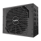 Фото-2 Блок питания для ПК GIGABYTE GP-UD1600PM PG5, вид сверху и с торца; показана крупная шестиугольная решётка вентилятора с логотипом GIGABYTE и боковая панель с модульными разъёмами; изображение на чёрном фоне для страницы товара, помогает рассмотреть охлаждение и интерфейсы подключения.