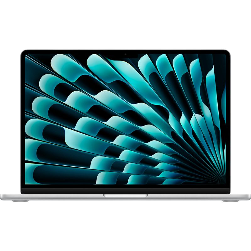 Фото-1 Ноутбук Apple MacBook Air 13 MC654: вид спереди с открытым экраном; тонкие рамки с вырезом под камеру, нижняя часть корпуса серебристая; на белом фоне — чтобы показать внешний вид устройства на странице модели.