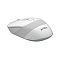 Фото-4 Беспроводная мышь A4Tech FG10S White, вид с другого бока: бело-серый корпус, логотип A4Tech на задней части и рифлёная боковая зона; показывает боковой хват и цветовое сочетание модели.