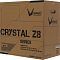Фото-18 Корпус Formula V Crystal Z8 Cosmic Midi Tower, фронтальный вид через стеклянную панель без комплектующих. Видны задний белый вентилятор, нижние вентиляторы, стеклянная боковина и белая перфорированная нижняя передняя секция с логотипом. Фото показывает обзор внутреннего пространства пустого корпуса.