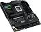 Фото-7 Материнская плата ASUS ROG Strix Z890-F Gaming WiFi &mdash; вид под углом сверху с акцентом на сокет LGA1851 и верхний слот PCIe: рядом радиатор M.2 и кожух VRM; помогает оценить доступ к слотам при сборке.
