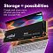 Фото-6 SSD Crucial P310 CT500P310SSD8, промо-изображение с ноутбуком на фоне; чёрный модуль M.2 2280 показан крупно перед экраном и клавиатурой. Полезно для страницы, потому что подчёркивает совместимость форм-фактора с ноутбуками и компактными системами.