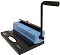 Фото-2 Переплётчик Office Kit B3415TH A4, вид под углом, рычаг справа и прижимная планка для переплёта, сверху металлическая направляющая-дуга, синий корпус на чёрном основании.