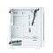 Фото-2 Корпус Zalman i3 NEO TG White, вид изнутри (без комплектующих): белый поддон материнской платы, кабельный канал и выводы под кабели, кожух блока питания и нижняя решётка; белый фон; важно для оценки пространства под компоненты и организации кабелей.