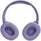 Фото-6 Гарнитура JBL Tune 720BT Purple, вид на внутреннюю сторону с амбушюрами; показаны овальные мягкие накладки, сетки динамиков с маркировкой L и R и фиолетовое оголовье; изображение важно для страницы товара, потому что показывает внутреннюю посадочную часть модели.