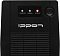 Фото-5 ИБП Ippon Back Basic 650S New Euro, крупный план верхней части передней панели. Видны три индикатора состояния, круглая кнопка питания и логотип Ippon на чёрной лицевой части. На светлом фоне для карточки товара, помогает рассмотреть органы управления.