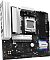 Фото-4 Материнская плата ASRock A620AM PRO RS, ракурс под углом со стороны задней панели: виден высокий кожух I/O, радиаторы VRM и M.2, слоты PCIe и область аудиотракта на чёрном текстолите; контекст &mdash; внешний вид и компоновка.