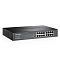 Фото-3 Коммутатор TP-Link TL-SG1016DE, вид спереди слева. На фото виден корпус под углом, 16 Ethernet-портов на правой части панели, световые индикаторы слева и боковая вентиляционная перфорация. Такой ракурс помогает оценить глубину корпуса и расположение интерфейсов на странице товара.