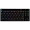 Фото-2 Клавиатура Logitech Pro, вид сверху; показаны компактная раскладка без numpad, отдельный ряд функциональных клавиш, логотип G слева и RGB-подсветка на чёрных кейкапах; фото важно для страницы товара, потому что показывает расположение клавиш и верхнюю компоновку.