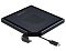 Фото-3 Внешний оптический привод ASUS SDRW-08V1M-U DVD-RW, вид снизу или с задней стороны под углом; квадратный корпус, боковой разъём для кабеля, рядом отсоединяемый кабель USB-C; чёрный цвет, фото помогает понять расположение порта на странице товара.