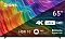 Фото-1 Телевизор Digma DM-LED65UBB33 65 дюймов, вид спереди на включённый экран; чёрная рамка, две разнесённые ножки и экран с отметками 4K Ultra HD, HDR10, YaOS с Алисой и Dolby Digital Plus; изображение показывает фронтальный дизайн и основные функции модели для страницы товара.