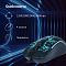 Фото-3 Проводная игровая мышь OKLICK 702G, информационный ракурс сверху сбоку: видны рисунок черепа, колесо, кнопка DPI и подписи 1200/1800/2400/3600 dpi, 4 кнопки и подсветка; фото объясняет основные функции товара.