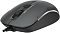 Фото-2 Проводная мышь A4Tech Fstyler FM26 USB Smoky Grey, вид спереди-слева под углом в сером цвете; на фото видны кабельный ввод, колесо прокрутки, центральная кнопка и светлая декоративная вставка по боковой линии. Подходит для страницы товара, потому что показывает форму передней части и отделку корпуса.