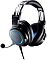 Фото-2 Наушники с микрофоном Audio-Technica ATH-G1, вид спереди под углом на полноразмерную гарнитуру; видны круглые чашки с синим кольцом, мягкие амбушюры, металлические направляющие и гибкая штанга микрофона с ветрозащитой, чёрный цвет. Подходит для страницы товара и показывает общий внешний вид и микрофон гарнитуры.