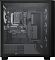 Фото-6 Настольный компьютер OSIO B59i Mini PC S59i-001B, вид слева через стеклянную боковую панель. Видны материнская плата, видеокарта, кожух блока питания и три фронтальных вентилятора за стеклом, корпус чёрный. Фото помогает оценить обзор внутренней части корпуса без снятия панели на странице товара.
