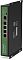 Фото-16 Коммутатор Digma DSP204G-1G-T80, вертикальный вид с противоположной стороны с установленными монтажными уголками. Показаны передняя панель с пятью портами, боковая стенка с сервисной наклейкой и крепёжные кронштейны. Изображение помогает на странице товара оценить компоновку корпуса при установке.