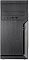 Фото-4 Корпус ПК Foxline FL-702 Mini Tower &mdash; фронтальная панель крупным планом; сверху отсеки под приводы, кнопка питания справа, ниже два USB и два аудиоразъёма 3,5 мм; цвет чёрный/графитовый; изображение важно для страницы, чтобы уточнить набор и расположение фронтальных разъёмов.