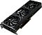 Фото-3 Видеокарта Palit GeForce RTX 5070 Infinity 3, вид спереди под углом; показаны три осевых вентилятора, чёрный кожух с волнообразной текстурой и перфорированная интерфейсная планка; изображение помогает рассмотреть лицевую часть системы охлаждения и край корпуса.