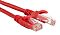 Фото-2 Патч-корд LANMASTER TWT-45-45-0.5-RD UTP Cat 5e, 0,5 м, красный &mdash; крупный план двух коннекторов RJ45 на красном кабеле; видны прозрачные корпуса штекеров, контактные пины и литые защитные колпачки. Фото дополняет страницу товара деталями исполнения разъёмов.