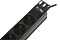 Фото-6 Блок розеток LANmaster TWT PDU19-10A9P4-3.0 1U, крупный план торца: монтажное ухо, логотип TWT, зелёный индикатор и первые розетки Schuko; чёрный корпус, показывает элементы торцевой части для крепления и индикации.
