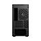 Фото-2 Корпус Fractal Design Meshify 2 Mini Dark Tint, вид сзади: решётка под задний вентилятор, четыре слота расширения, перфорация на задней панели и проём под блок питания снизу; чёрный, белый фон; важно для понимания тыловых подключений и компоновки задней стенки.