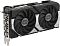 Фото-1 Видеокарта ASUS GeForce RTX 5060 Ti Dual OC 16GB, вид спереди под углом; чёрно-серый корпус, два крупных вентилятора, компактная двухвентиляторная конструкция. Фото для страницы товара показывает лицевую сторону и форму кожуха.