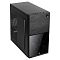 Фото-4 Корпус AeroCool CS-105, вид спереди-сбоку, верхний блок портов на крышке (USB и аудио) и кнопка питания, боковая перфорация, чёрный, для понимания доступа к разъёмам сверху.