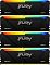 Фото-1 Комплект памяти Kingston FURY KF432C16BB2AK4/32, вид под углом; чёрная DIMM-планка с радужной световой полосой по верхнему краю, видны логотип Kingston FURY, надпись Beast и фаски радиатора, фото показывает профиль модуля из комплекта для карточки товара.