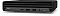 Фото-2 HP ProDesk 400 G9 Mini PC, вид спереди справа в горизонтальной установке. Видны графитовый корпус с закруглёнными углами, фронтальная панель с горизонтальными рёбрами, USB Type-C, два USB Type-A, аудиоразъём и кнопка питания. Фото важно для страницы товара, потому что показывает форму корпуса и доступ к передним портам.