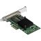 Фото-2 Сетевая карта PCIe ExeGate EXE-i350 T4v2, вид с тыльной стороны: экранированный блок разъёмов на планке, чёрный радиатор и элементы на зелёной печатной плате