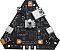 Фото-18 ASUS ROG STRIX X870-I GAMING WIFI, плата внешнего модуля STRIX HIVE II без корпуса, крупный план. На фото видны энкодер ручки, USB-порты, аудиоразъём, микросхемы и подписи индикаторов CPU/DRAM/VGA/BOOT на чёрной PCB. Для страницы товара это важно, чтобы показать внутреннюю электронику комплектного внешнего модуля.