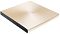 Фото-3 Внешний оптический привод ASUS SDRW-08U9M-U (DVD-RW), золотистый: вид сверху-сбоку в горизонтальном положении; на передней чёрной панели кнопка извлечения и отверстие аварийного извлечения; на белом фоне — показывает элементы управления на лицевой стороне.