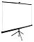 Фото-2 Экран на штативе Cactus TriExpert CS-PSTE-180x135-BK, вид спереди под углом; белое полотно с чёрной рамкой, верхняя перекладина с узлом натяжения, чёрный штатив на трёх опорах.