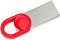 Фото-5 USB‑накопитель Netac UM2 128GB, обратная сторона корпуса: серебристая шлифованная поверхность без логотипа, видны штампованные линии/вырезы и красная петля‑кольцо, на белом фоне &mdash; чтобы отличить тыльную сторону и конструктивные элементы корпуса на странице товара.