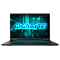 Фото-1 Игровой ноутбук Gigabyte Gaming A16 GA65H, вид спереди с открытым экраном; на фото видны тонкие рамки дисплея, бирюзовая подсветка клавиатуры и большой тачпад, корпус тёмно-серого цвета показан для идентификации модели на странице товара