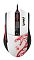 Фото-5 Проводная мышь A4Tech Bloody L65 Max Naraka, вид сверху; белая верхняя панель с красным рисунком дракона, красное колесо и три дополнительные кнопки под колесом; изображение на светлом фоне, важно для страницы товара как показывает симметрию корпуса и зону управления.