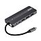 Фото-2 Порт-репликатор HIPER HP-DS11-01, вид сбоку: разъём USB‑C с маркировкой PD100W, HDMI 2.0 и два DisplayPort 1.4, рядом значок аудио; тёмно‑серый корпус &mdash; демонстрирует видеовыходы и питание Power Delivery.