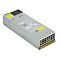 Фото-3 Блок питания Supermicro PWS-751P-1R, вид сзади под углом: серебристый модуль с вентиляционной решёткой и контактной частью на торце, сверху предупреждающие наклейки; фото показывает сторону подключения к серверному шасси и вентиляцию.