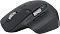 Фото-6 Беспроводная мышь Logitech MX Master 3S, вид сверху слева под углом; графитовый корпус, основное и боковое металлические колёса, две боковые кнопки и площадка под большой палец с индикатором; изображение важно для страницы товара, так как показывает многозонное управление и форму корпуса.