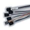 Фото-2 Кабель данных DiLiving DL‑0591 SFF‑8643 &mdash; 4&times;SATA, крупный план группы SATA‑разъёмов и ответвлений кабеля, чёрный, на белом фоне; помогает оценить тип SATA‑коннекторов для подключения накопителей.