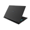Фото-9 Игровой ноутбук Gigabyte Gaming A16 GA65H, задний правый ракурс с приоткрытой крышкой; на фото видны матовая крышка с логотипом GIGABYTE, часть клавиатуры с бирюзовой подсветкой и правый торец корпуса, изображение помогает оценить дизайн крышки на странице товара