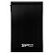 Фото-2 Внешний HDD Silicon Power Armor A80 1TB, фронтальный вид: чёрная гладкая лицевая панель с металлической текстурой, логотип в нижней части, слева заметен выступ торцевого элемента. Фото уточняет внешний вид передней панели на странице товара.
