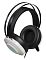 Фото-3 Наушники с микрофоном A4Tech Bloody G521 White, белая гарнитура с акцентом на наружную сторону чаши; видны круглая белая панель с RGB-кольцом, чёрная подушка амбушюры, подвесное оголовье и кабельный ввод; изображение показывает оформление чаши и конструкцию крепления на странице модели.