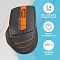Фото-8 Беспроводная мышь A4Tech Fstyler FG30 Orange, инфографика с видом сверху; показаны подключение 2.4 GHz, колесо 4D-прокрутки и две боковые кнопки на чёрно-оранжевом корпусе; изображение важно для страницы товара, потому что поясняет органы управления и способ подключения.