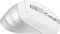 Фото-7 Беспроводная мышь A4Tech Fstyler FB35C Icy White, вид спереди справа крупным планом; на фото белый корпус, серебристая центральная панель и колесо прокрутки, на боковой части виден логотип A4TECH; изображение показывает передний профиль и оформление верхней панели для страницы товара.