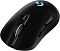 Фото-5 Мышь Logitech G703, вид сверху справа под углом; видны чёрный корпус, подсвеченный голубой логотип G, колесо прокрутки и правый боковой контур корпуса без кнопок; изображение дополняет страницу товара ракурсом правой стороны мыши.