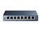 Фото-2 Коммутатор TP-Link TL-SG108, вид спереди. На фото показаны восемь Ethernet-портов в один ряд, маркировка модели справа и индикатор питания слева. Синий металлический корпус помогает оценить портовую панель для страницы товара.
